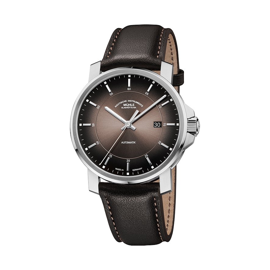Mühle-Glashütte Uhren-Set inkl. Wechselarmband 29er Casual M1-25-78-VLB, Herren, Edelstahl, Armband: Kalbleder, Automatik, analog