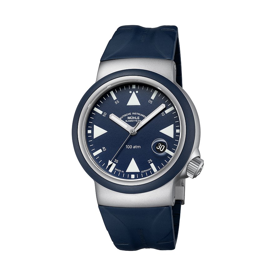 Mühle-Glashütte Herrenuhr S.A.R. Rescue-Timer M1-41-02-KB-II, Herren, Edelstahl, Armband: Kautschuk, Automatik, analog