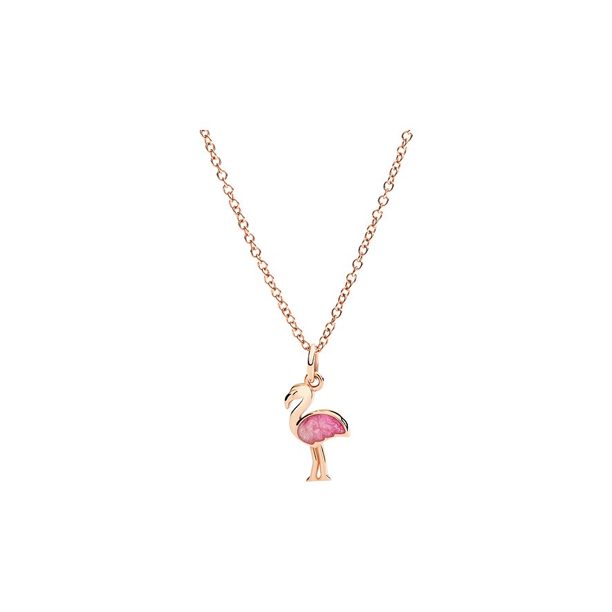 DoDo hanger van 375 roségoud met emaille, flamingo hanger.