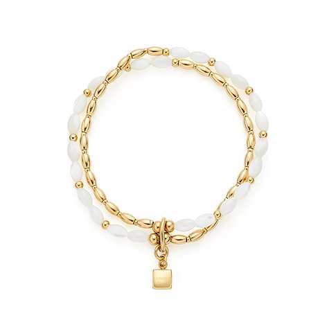 Bracciale Leonardo in acciaio inossidabile con perle bianche e ciondolo.