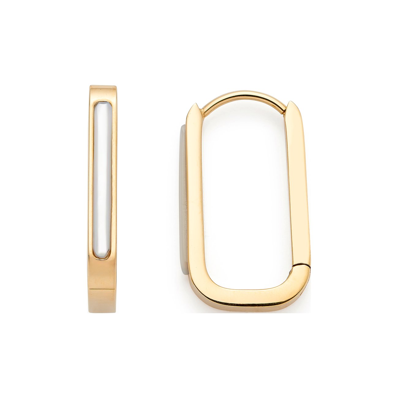 Leonardo Ohrringe aus Edelstahl, rechteckig, mit weißem Stein.