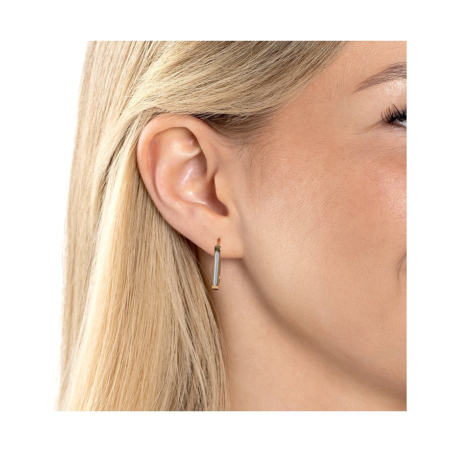 Leonardo Ohrringe aus Edelstahl mit weißem Element.