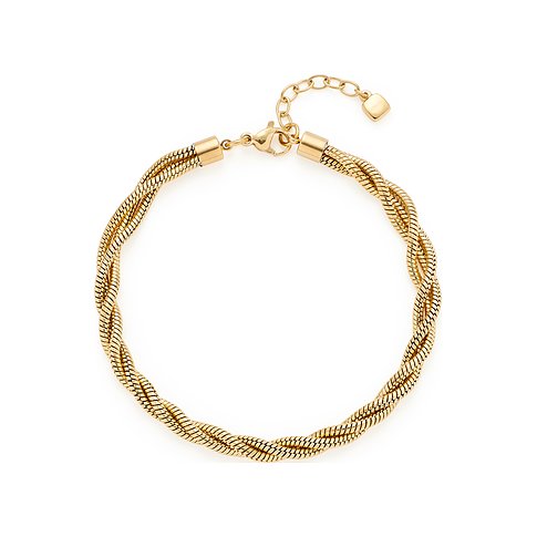 Bracciale Leonardo in acciaio inossidabile, tripla treccia, color oro.