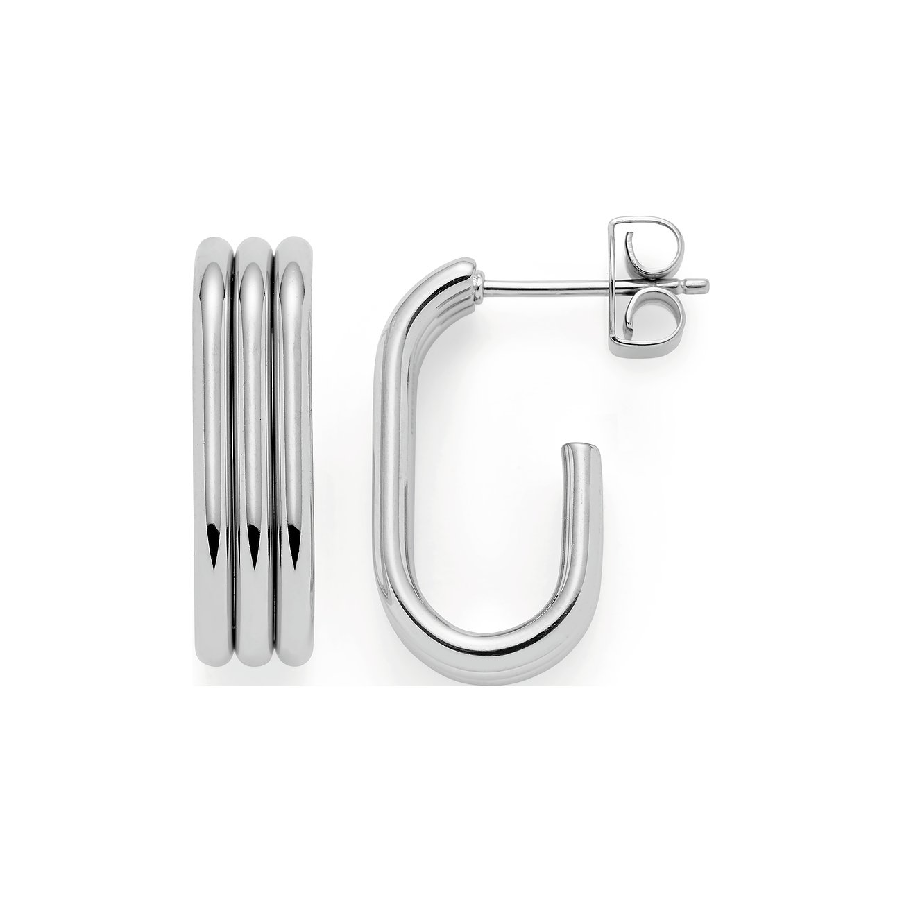 Leonardo Ohrringe aus Edelstahl mit drei parallelen Ringen.