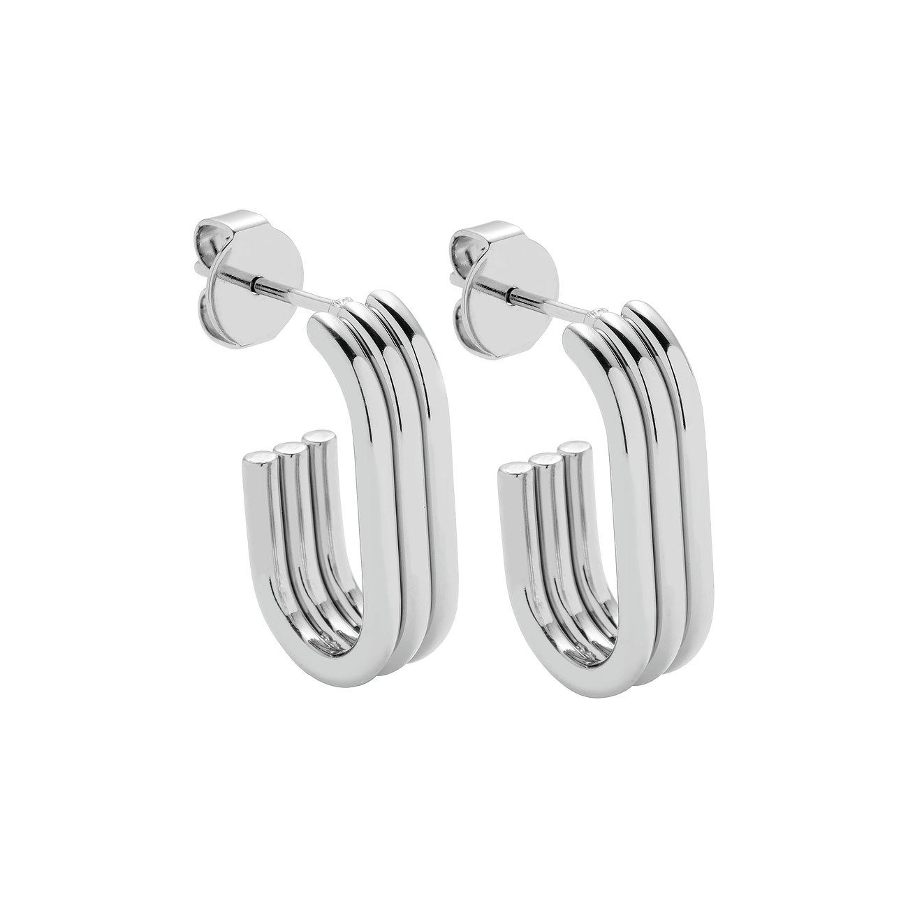 Leonardo Ohrringe aus Edelstahl mit dreifachem, ovalem Design.