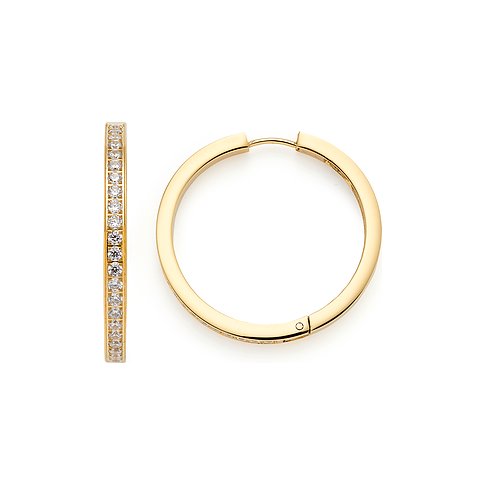 Leonardo Ohrringe aus Edelstahl mit weißen Steinen.