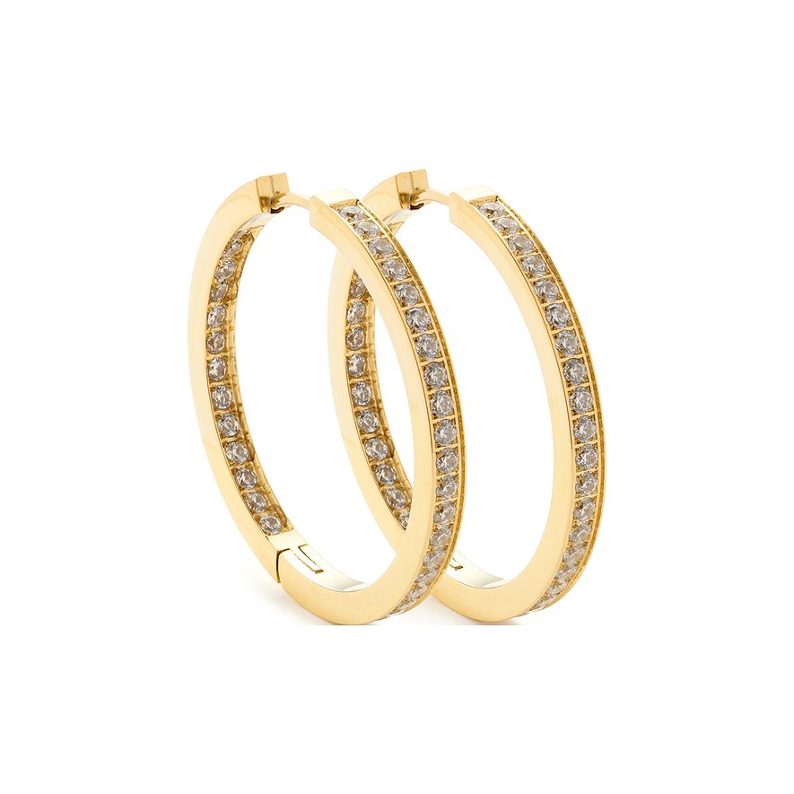 Leonardo Ohrringe aus Edelstahl mit weißen Steinen.