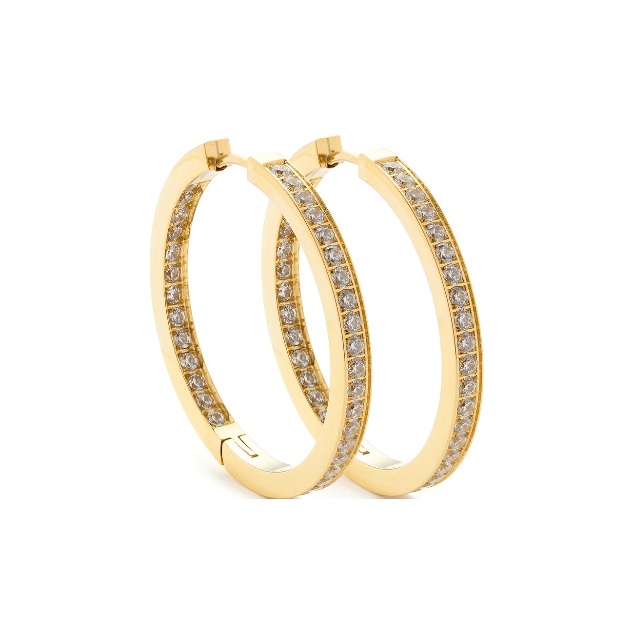 Leonardo Ohrringe aus Edelstahl mit weißen Steinen.