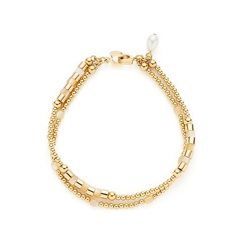 Bracciale Leonardo in acciaio inossidabile con perle e cubi.