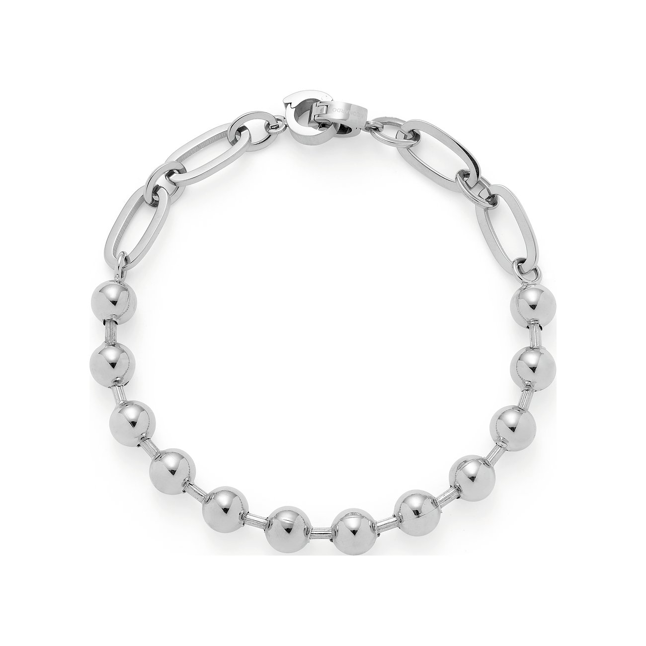Leonardo Armband aus Edelstahl mit Kugeln und ovalen Gliedern.