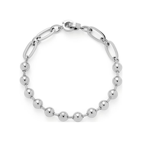 Bracelet Leonardo en acier inoxydable avec billes et maillons ovales.