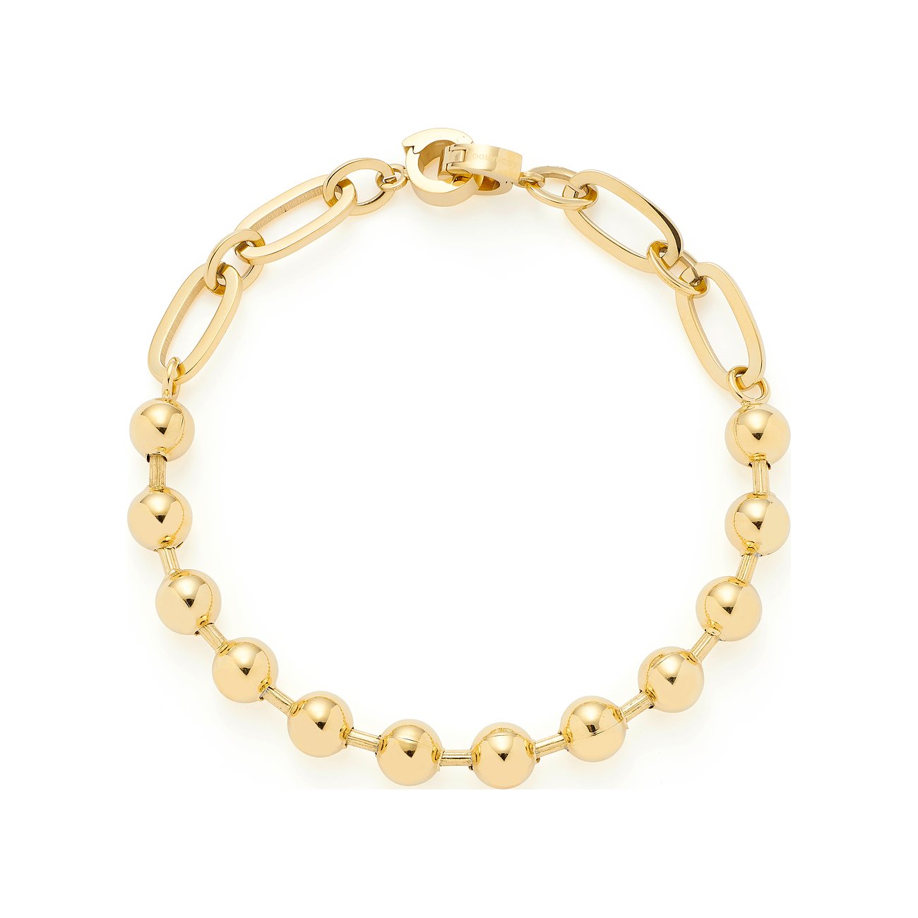 Leonardo Armband aus Edelstahl mit Kugeln und ovalen Gliedern.