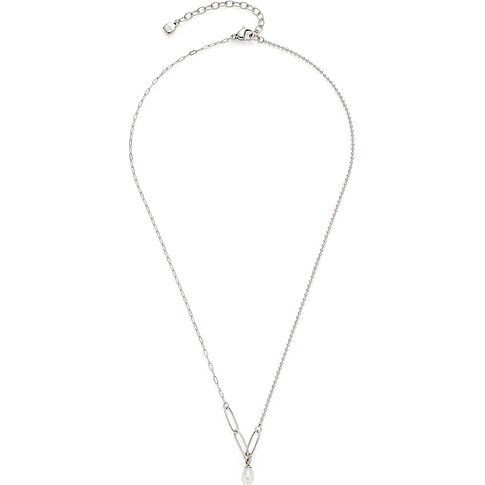 Collier Leonardo en acier inoxydable avec pendentif perle et chaîne bicolore.