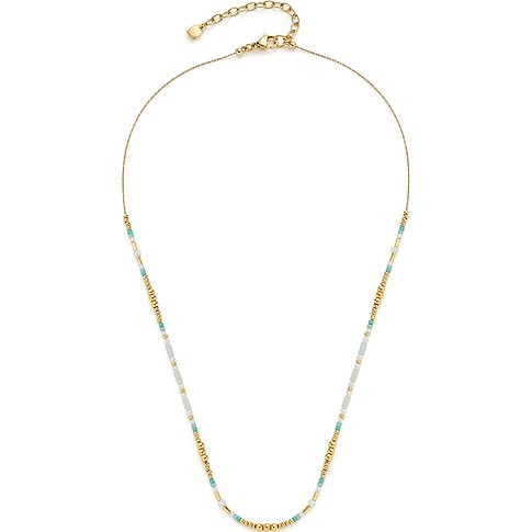 Collier Leonardo en acier inoxydable avec perles et accents turquoise.