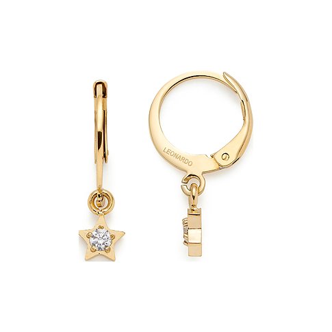 Leonardo Ohrringe aus Edelstahl mit Stern-Anhänger und weißen Steinen.