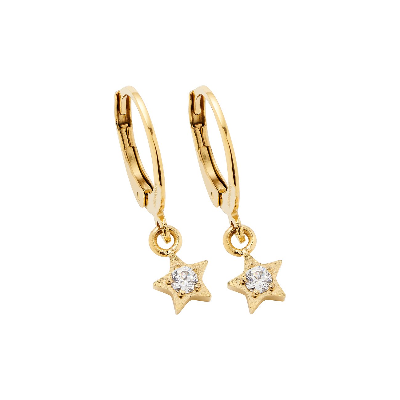 Leonardo Ohrringe aus Edelstahl mit Sternanhänger und Zirkonia.
