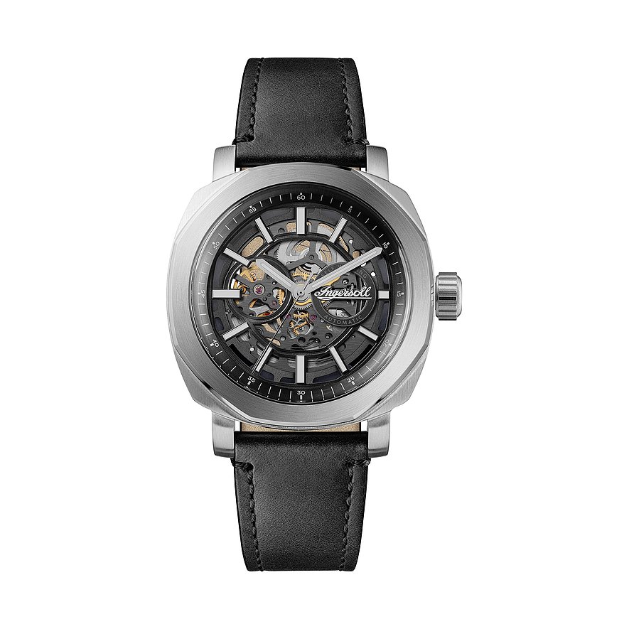 Ingersoll Herrenuhr The Outrider I16401, Herren, Edelstahl, Armband: Leder, Automatik, analog