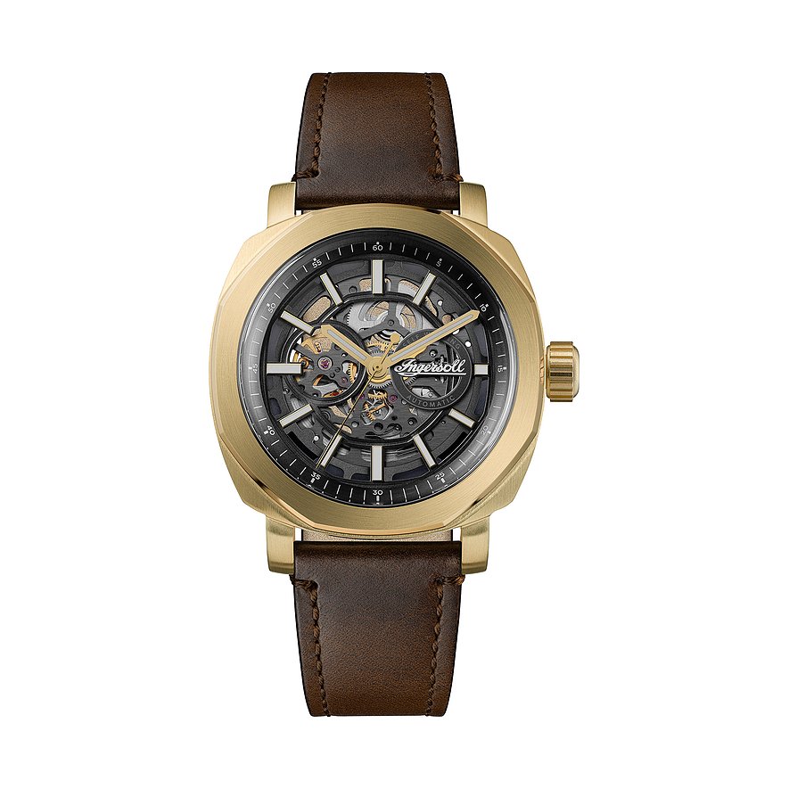 Ingersoll Herrenuhr The Outrider I16402, Herren, Edelstahl, Armband: Leder, Automatik, analog