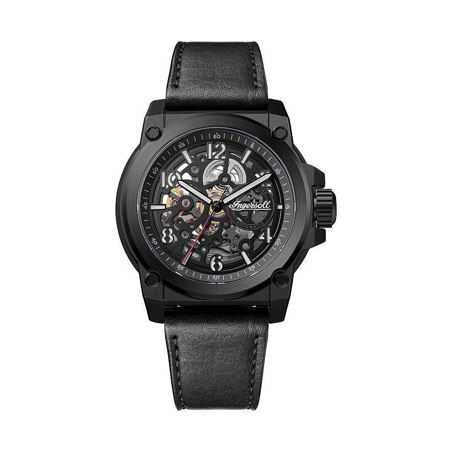 Ingersoll Herrenuhr The Anvil I16602, Herren, Edelstahl, Armband: Leder, Automatik, analog