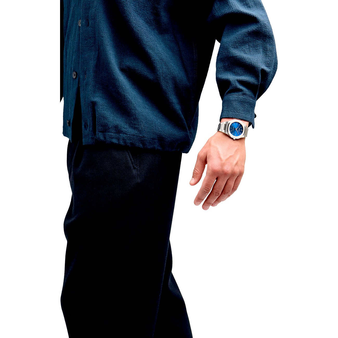 Orologio da uomo D1 Milano con cassa in acciaio inossidabile e quadrante blu.