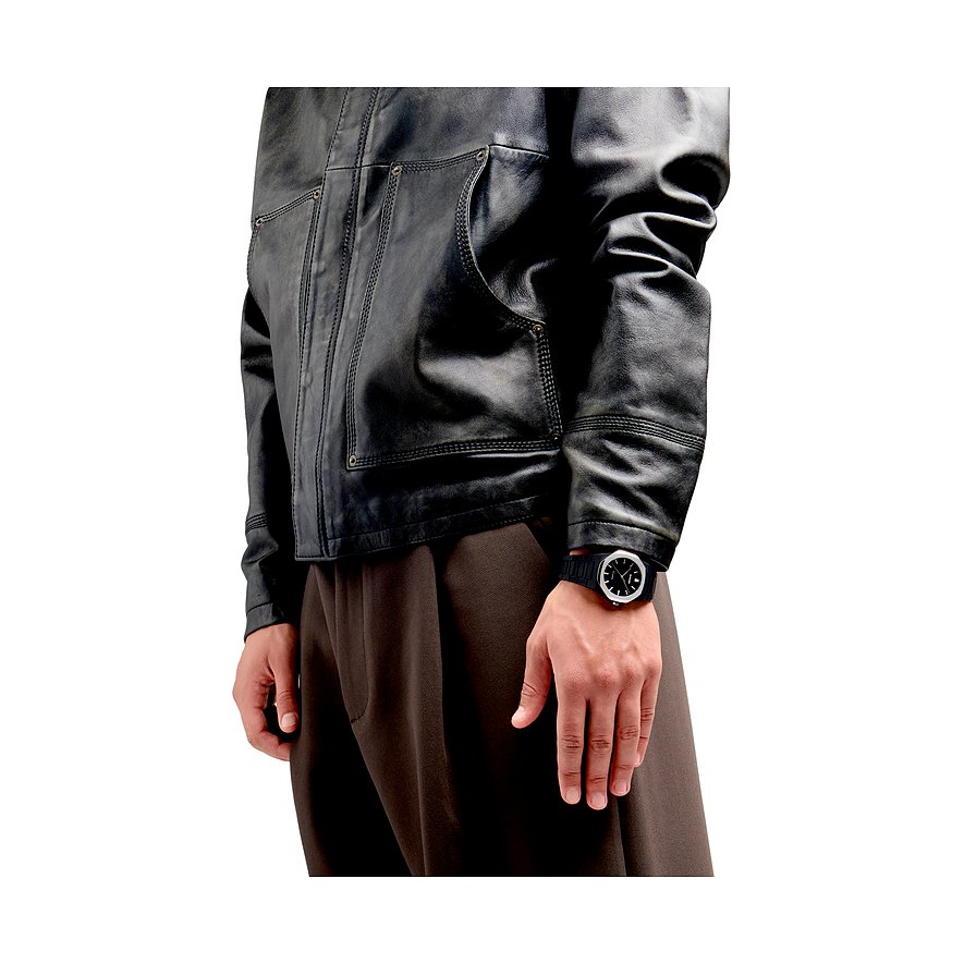 Montre unisexe D1 Milano avec boîtier en polycarbonate noir et affichage analogique.