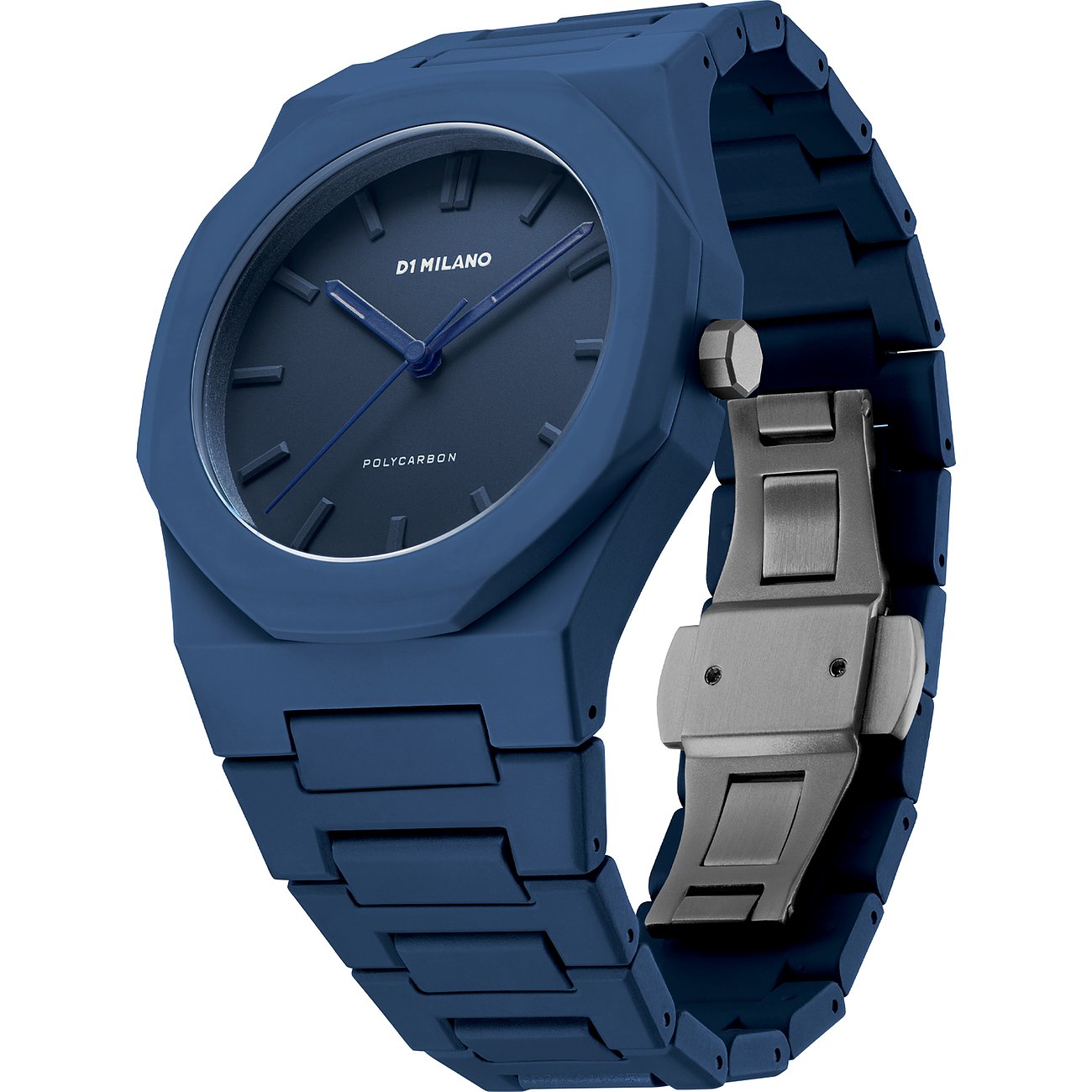 D1 Milano Unisexklocka i polykarbonat, blå, analog, med vikbart spänne.