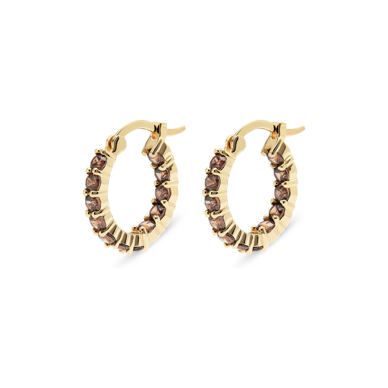 CHRIST Ohrschmuck aus recyceltem, vergoldetem 925er Silber, besetzt mit mehreren braunen Zirkonia.