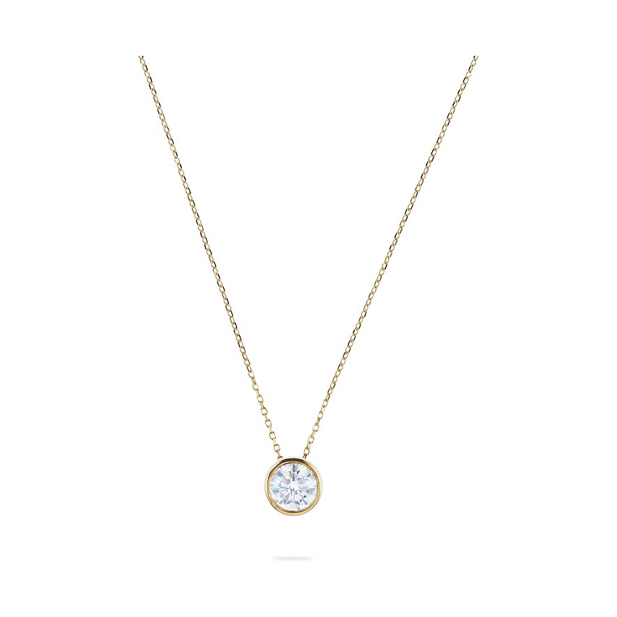 CHRIST Halsschmuck aus 585 Gelbgold mit einem runden, gefassten Diamanten in der Mitte.