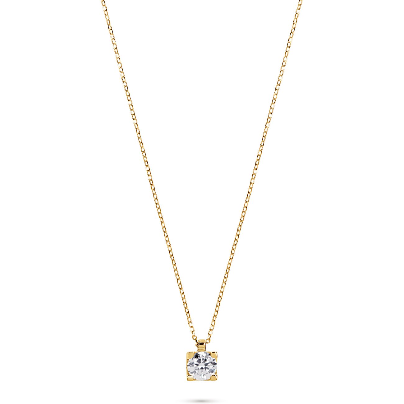 CHRIST Halsschmuck aus 585 Gelbgold mit einem runden Diamanten in einer Zargenfassung, mittig platziert.