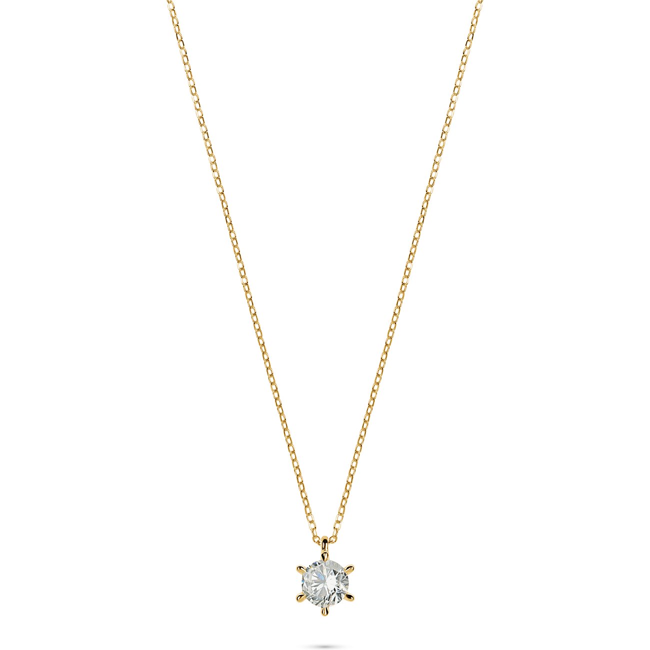 CHRIST Halsschmuck aus 585 Gelbgold mit einem runden, facettierten Diamanten als Anhänger.