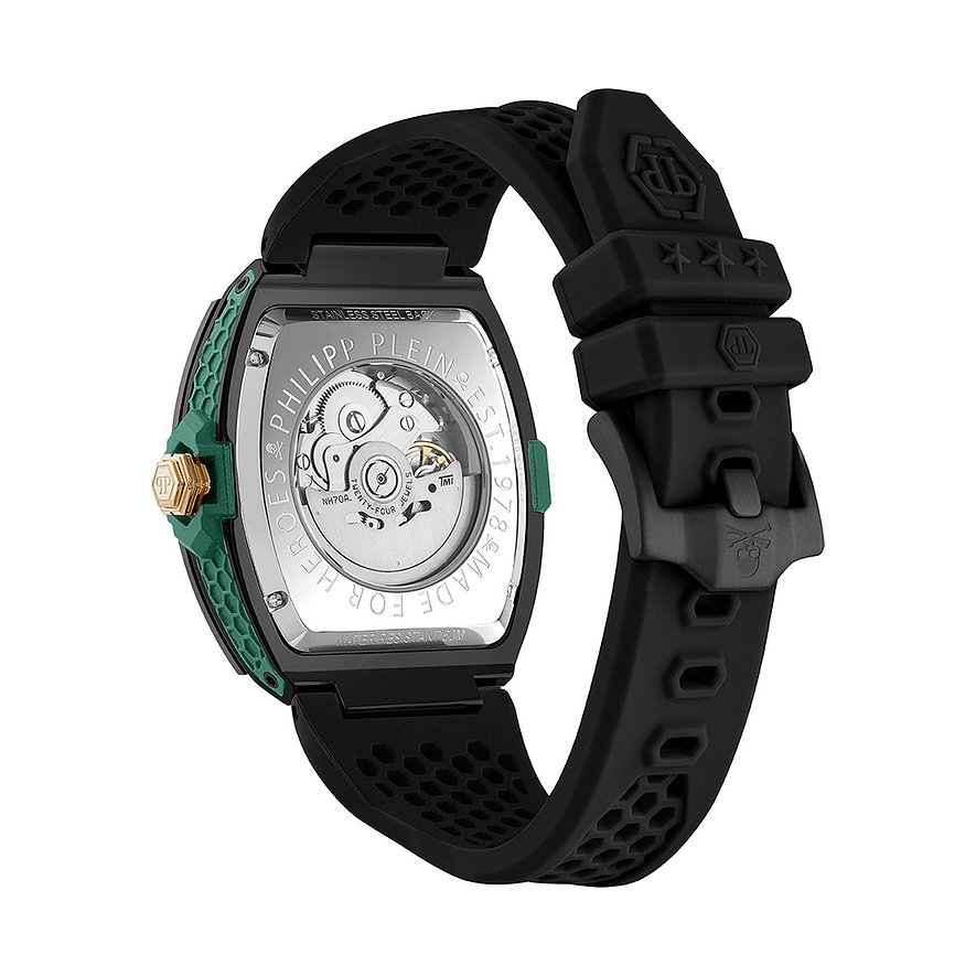 Philipp Plein Herrenuhr mit Edelstahlgehäuse und Automatikwerk.