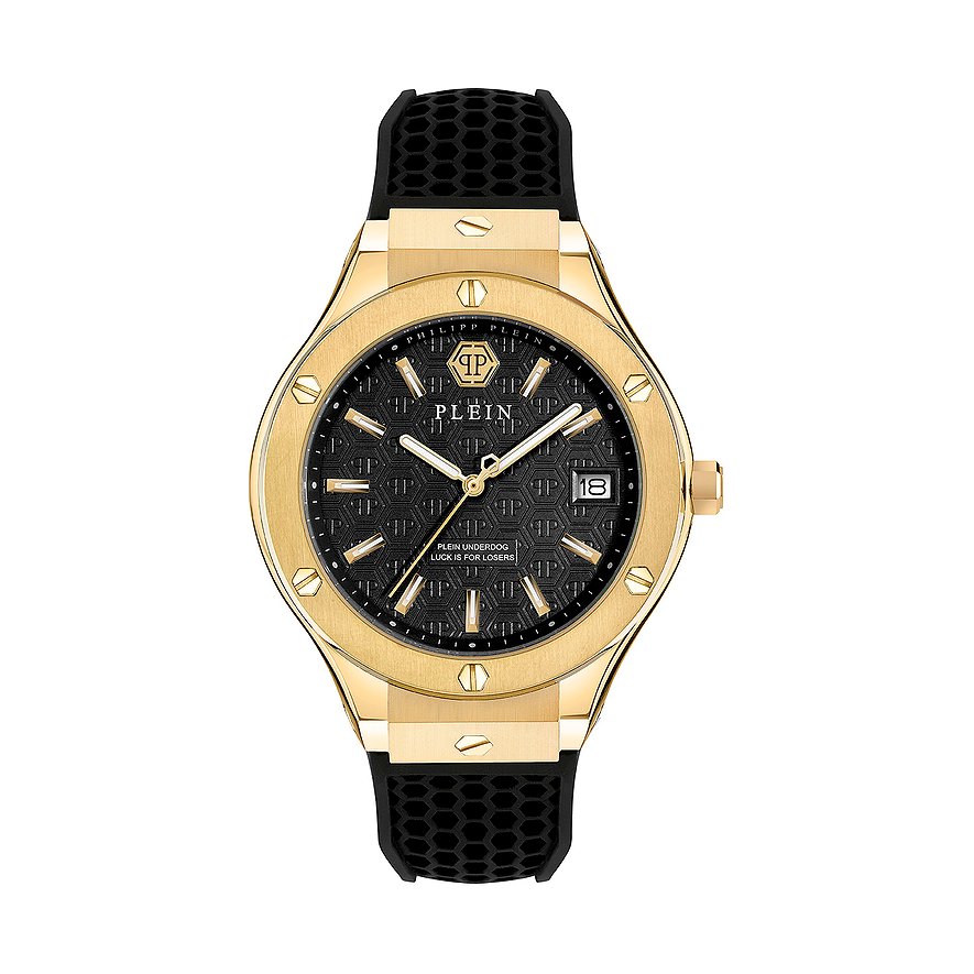 Philipp Plein Herrenuhr Plein Underdog PWUFA0225, Herren, Edelstahl, Armband: Silikon, Quarz, analog