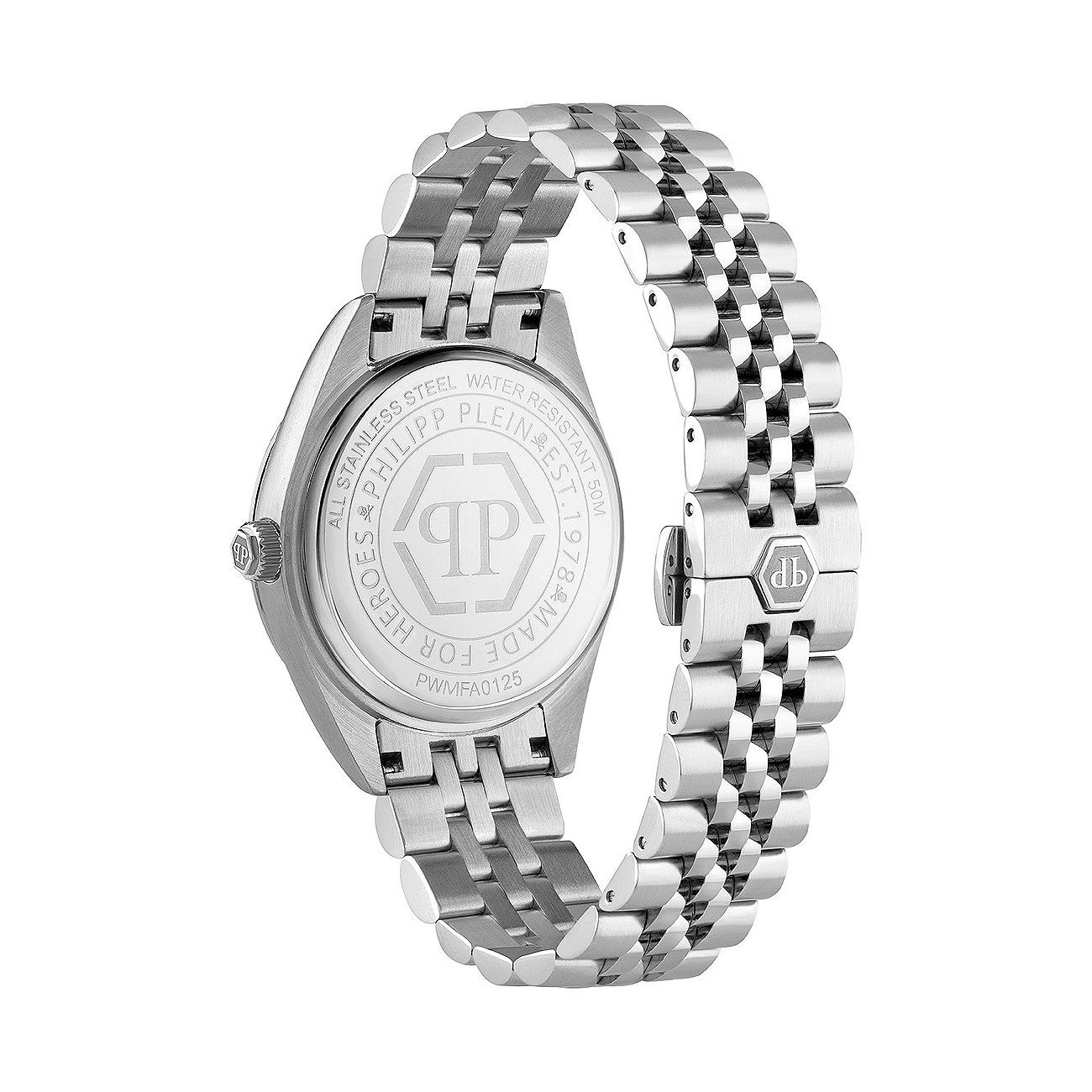 Philipp Plein Herrenuhr mit Edelstahlgehäuse und Gliederarmband.