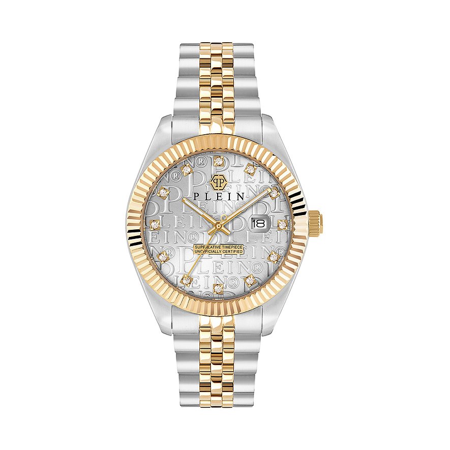 Philipp Plein Herrenuhr Date Superlative Gent PWMFA0425, Herren, Edelstahl, Armband: Edelstahl, Quarz, analog
