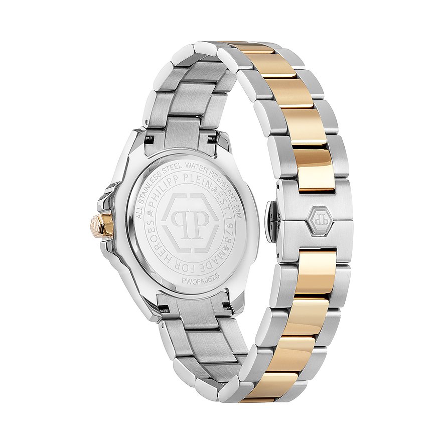 Philipp Plein Damenuhr aus Edelstahl, bicolor, mit analoger Anzeige.