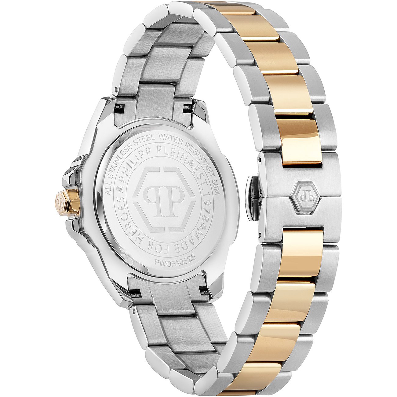 Philipp Plein Damenuhr aus Edelstahl, bicolor, mit analoger Anzeige.