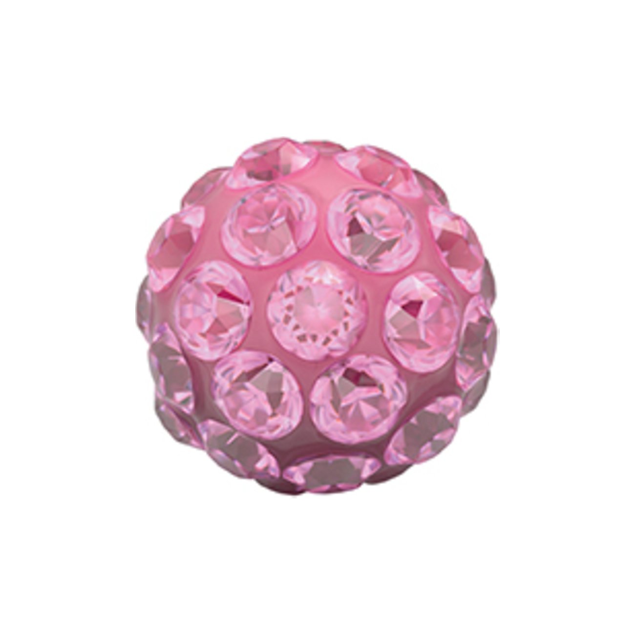 Studex Ohrschmuck aus Chirurgenstahl: pinker, kugelförmiger Ohrstecker, besetzt mit vielen symmetrischen rosafarbenen Schmucksteinen.