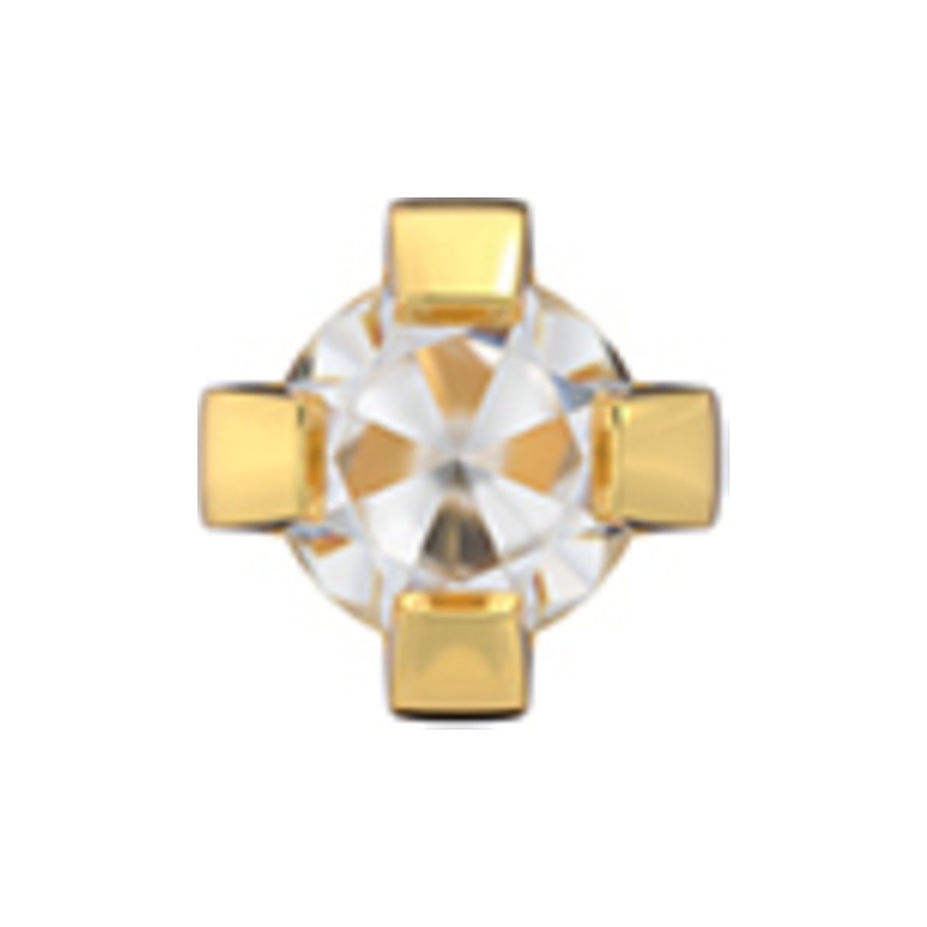 Ein Studex Ohrschmuck aus gelbgoldfarbenem Chirurgenstahl mit einem Zirkonia Farbstein in Viererfassung.