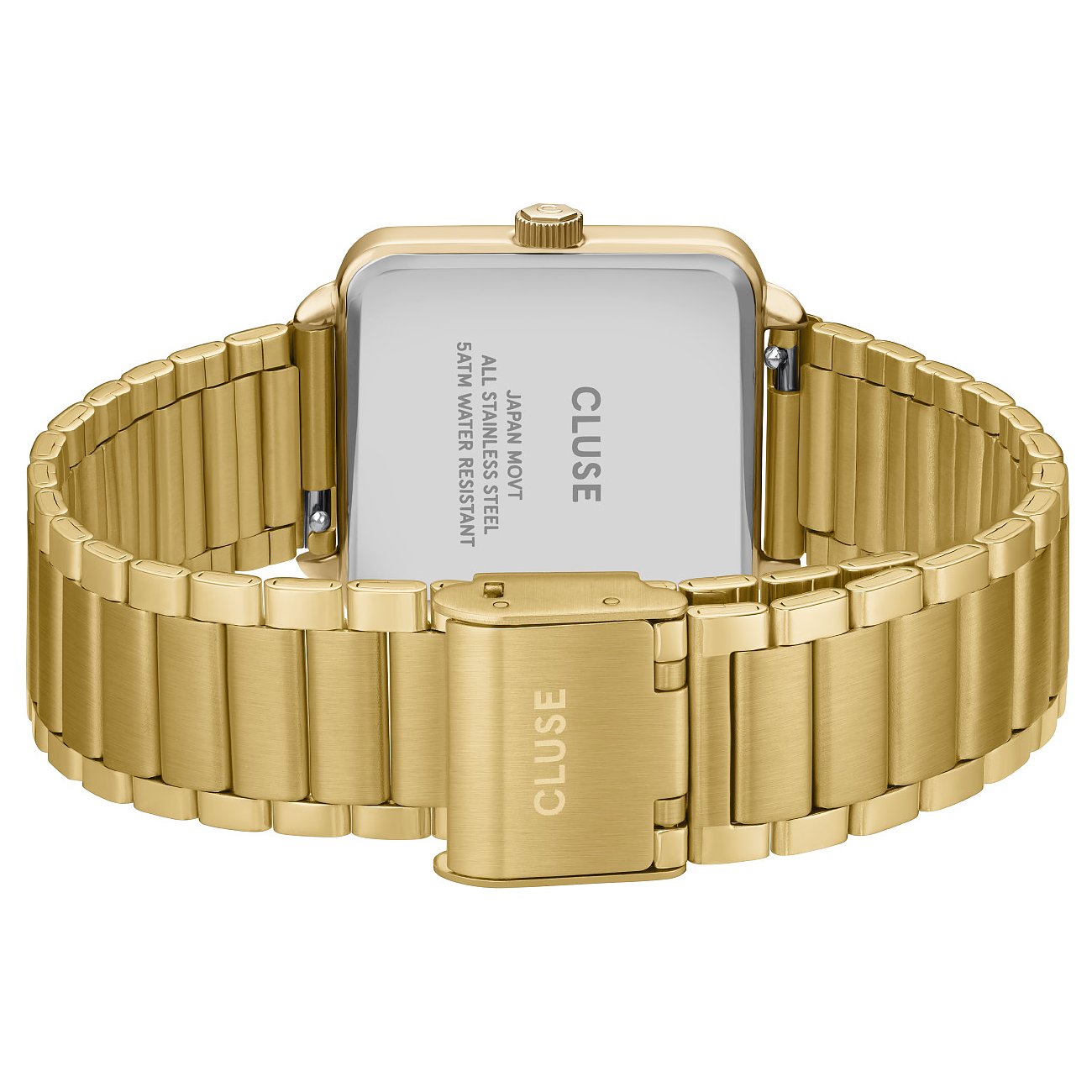 Cluse Damenuhr mit goldfarbenem Edelstahlgehäuse und Gliederarmband.