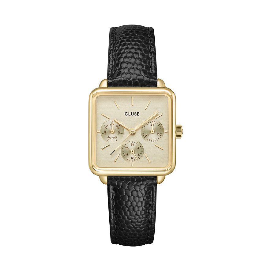 Cluse Damenuhr La Tétragone Multifunction CW13806, Damen, Armband: Leder, analog