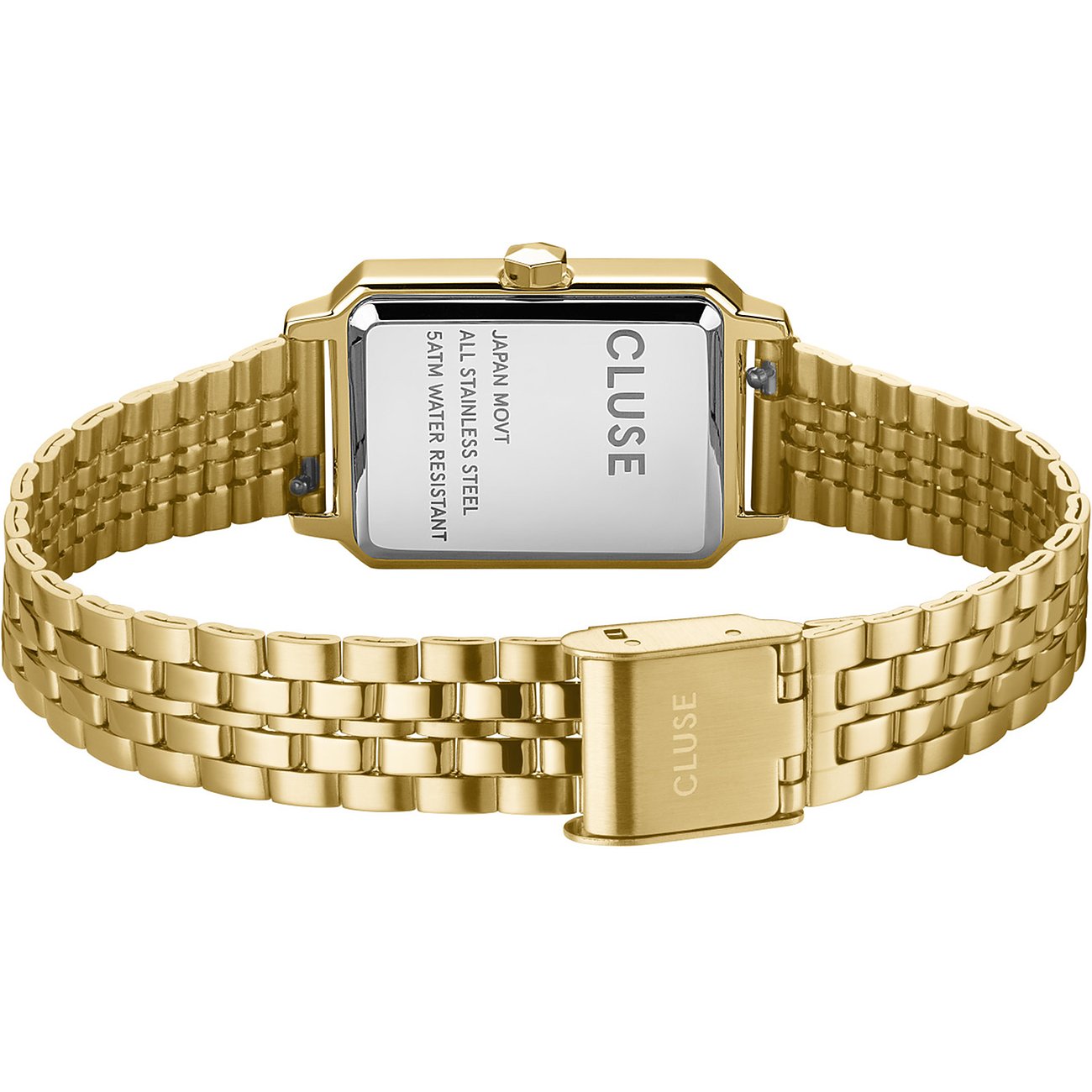 Cluse Damenuhr mit goldfarbenem Edelstahlgehäuse und Milanaise-Armband.