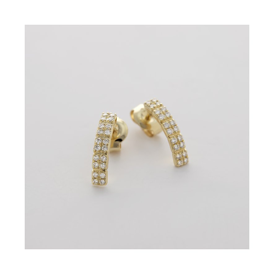 CHRIST Ohrschmuck aus Gelbgold geschmückt mit funkelnden Diamanten, die in einer bogenförmigen Reihe angeordnet sind.