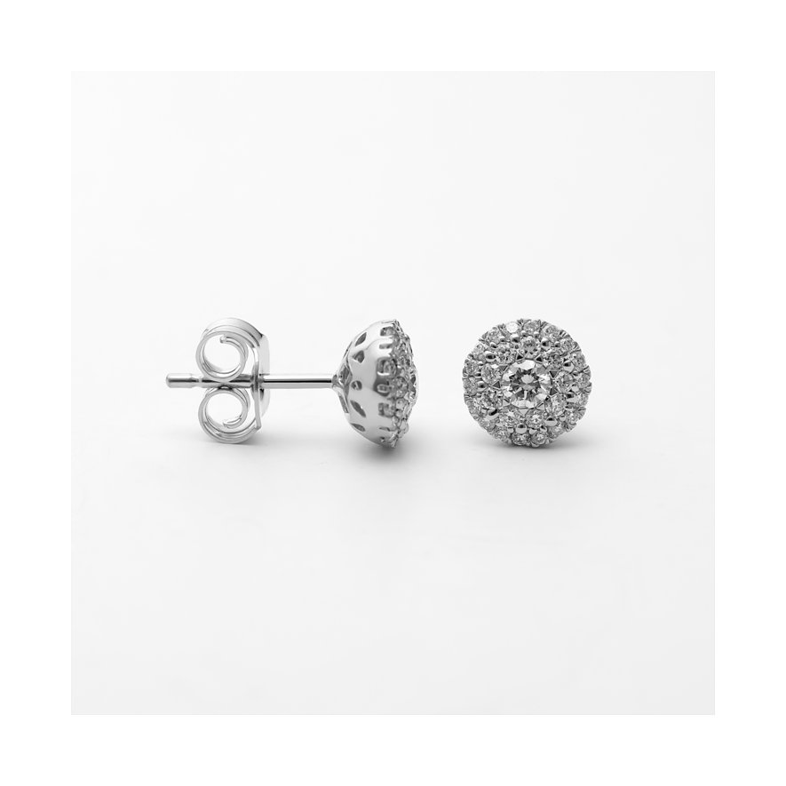 Puces d'oreilles CHRIST en or blanc 585 avec diamants ronds scintillants