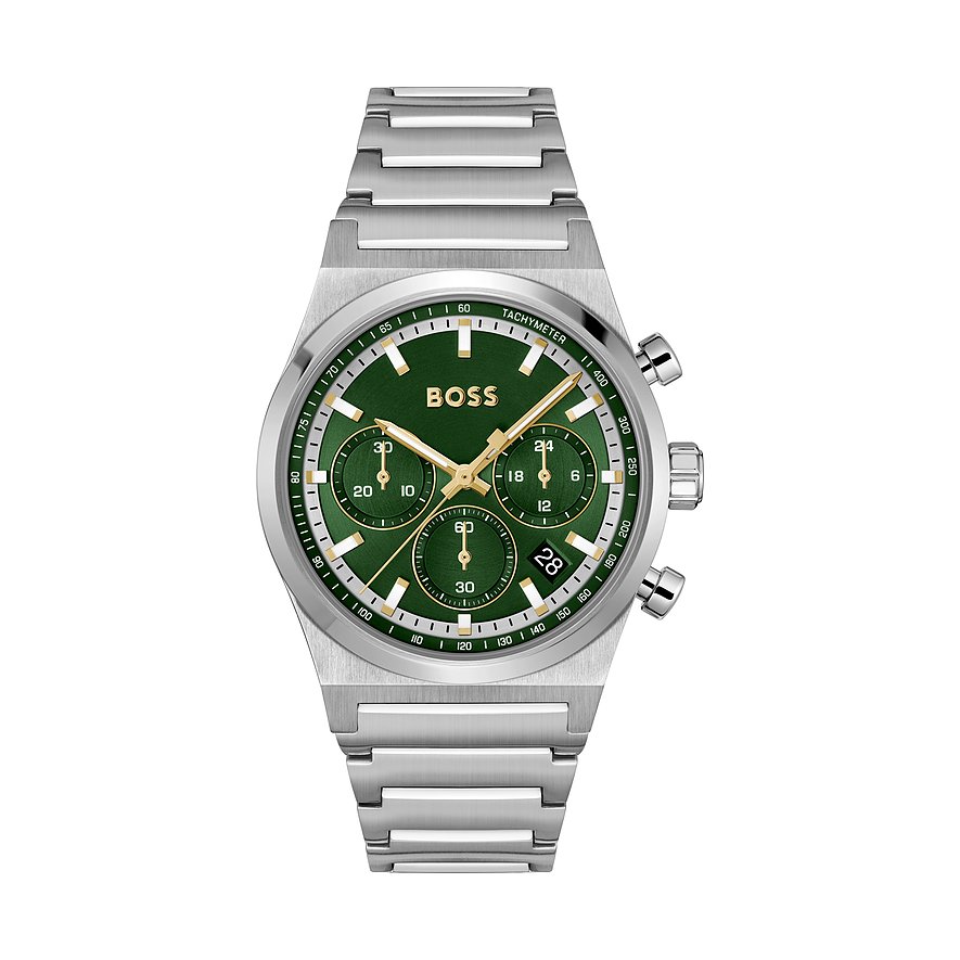 Boss Herrenuhr CANDOR CHRONO 1514220, Herren, Edelstahl, Armband: Edelstahl, Quarz, analog