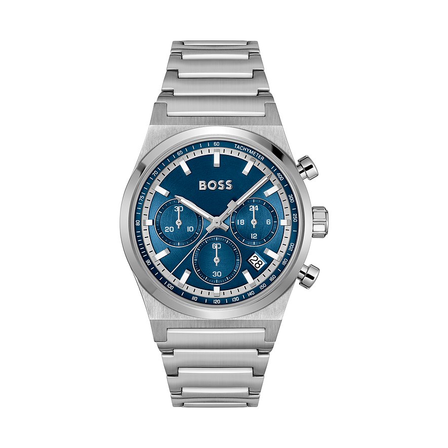 Boss Herrenuhr CANDOR CHRONO 1514250, Herren, Edelstahl, Armband: Edelstahl, Quarz, analog