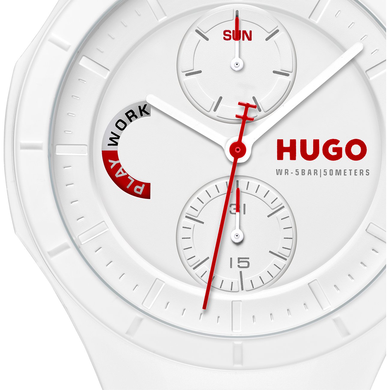 Hugo Herrenuhr mit Edelstahlgehäuse, analog, mit Datumsanzeige und Chronograph.