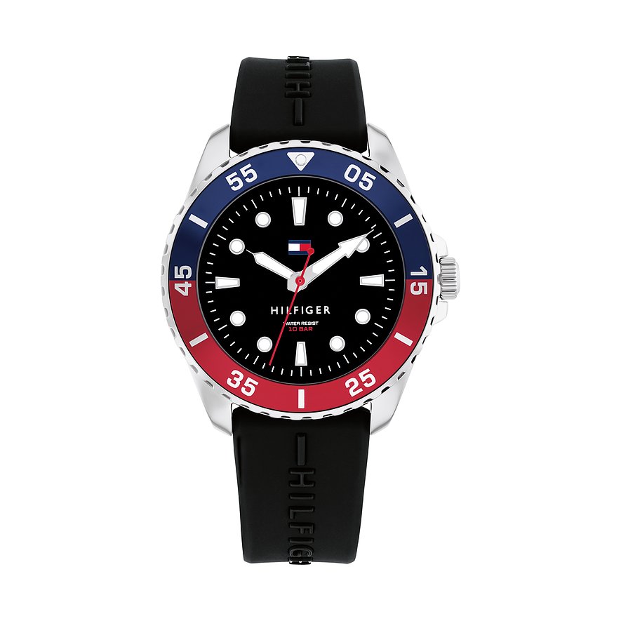 Tommy Hilfiger Kinderuhr TEENS 1720046, Jungen, Edelstahl, Aluminium, Armband: Silikon, Quarz, analog