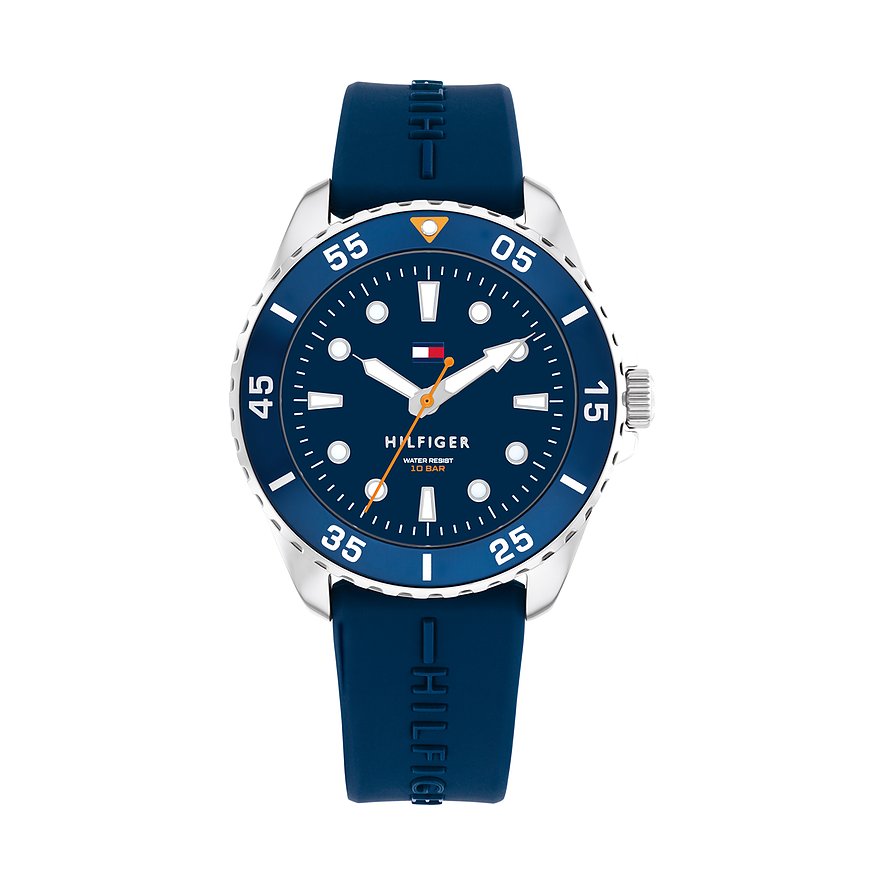 Tommy Hilfiger Kinderuhr TEENS 1720047, Jungen, Edelstahl, Aluminium, Armband: Silikon, Quarz, analog