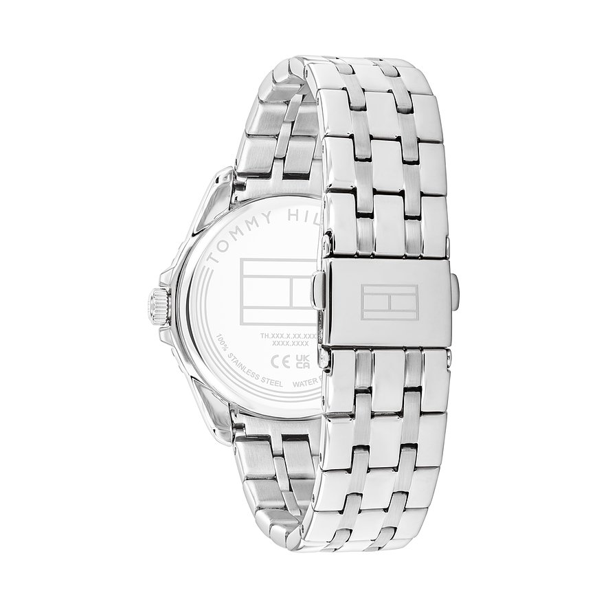 Tommy Hilfiger Jugenduhr aus Edelstahl mit silberfarbenem Gehäuse und Gliederarmband.