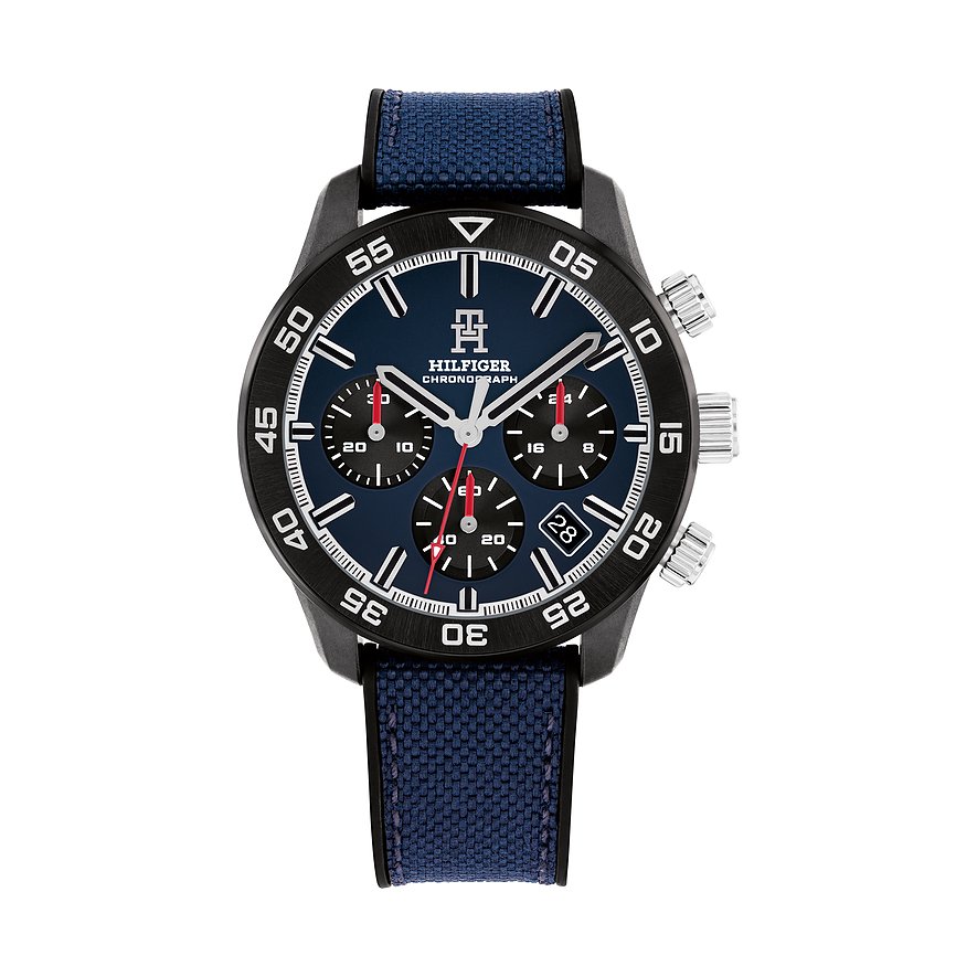 Tommy Hilfiger Herrenuhr TH85 1792183, Herren, Edelstahl, Armband: Textil, Quarz, analog